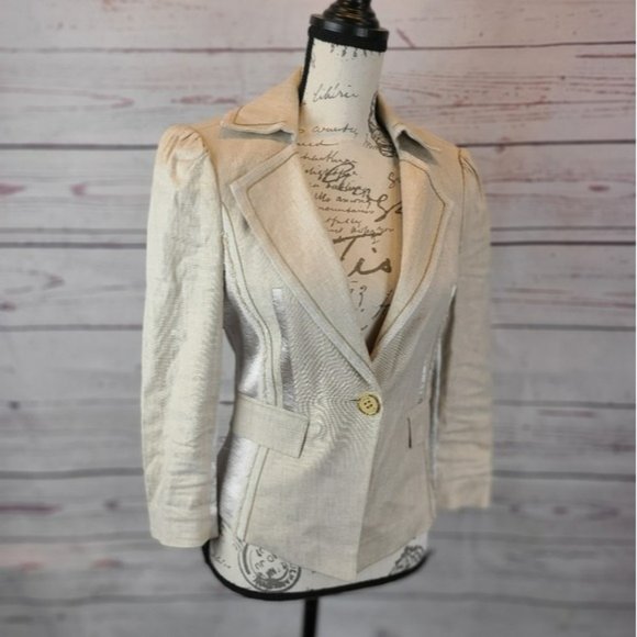 bebe Jackets & Blazers - Bebe Champagne Lined Jacket -8